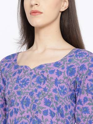 Purple Handblock Print Patiala Suit Set 2