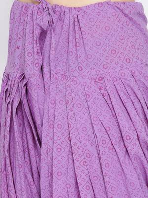 Purple Handblock Print Patiala Suit Set 3