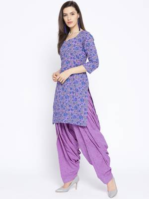 Purple Handblock Print Patiala Suit Set 5