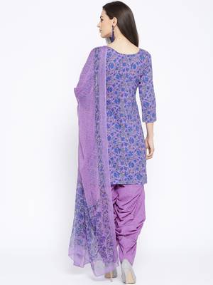 Purple Handblock Print Patiala Suit Set 6