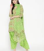 Green Handblock Print Patiala Suit Set