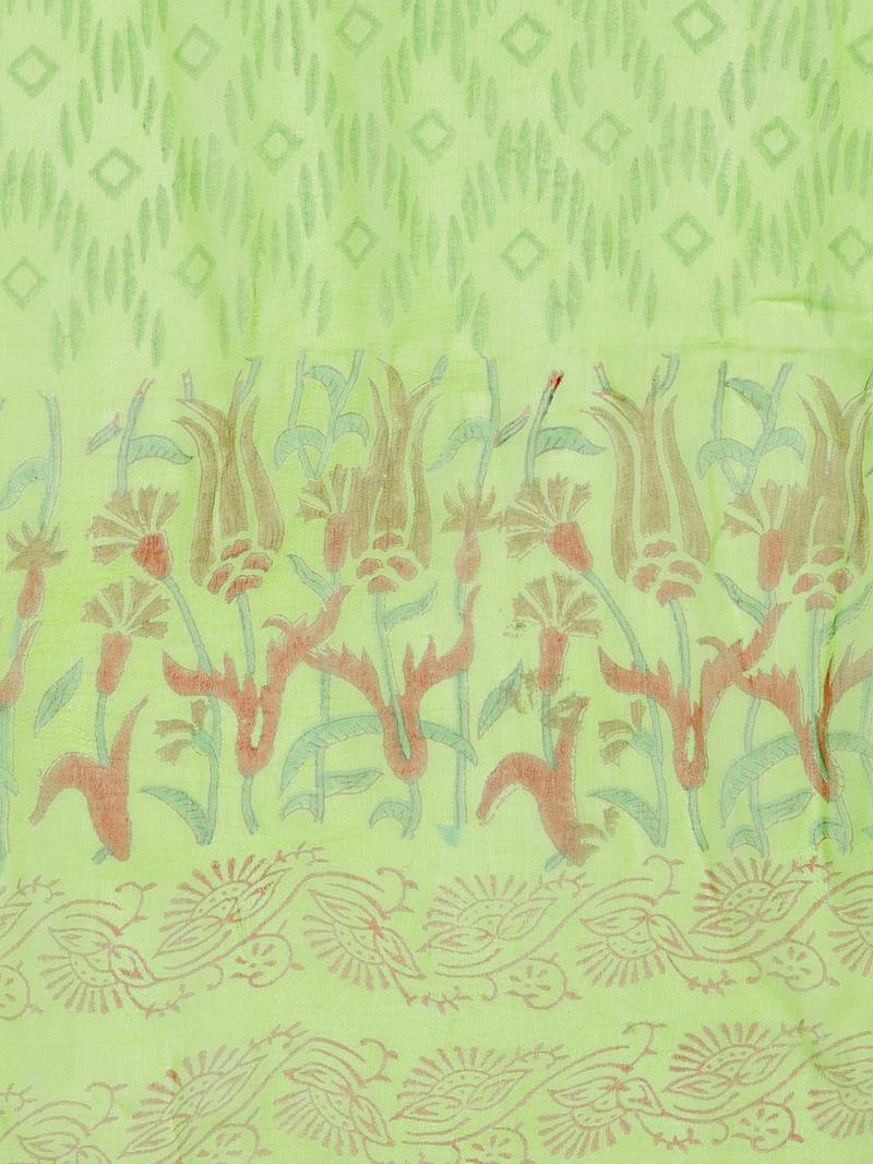 Green Handblock Print Patiala Suit Set