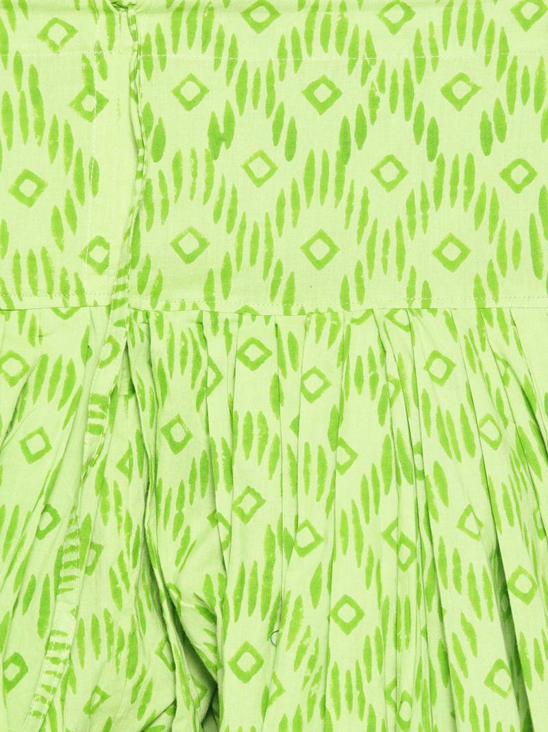 Green Handblock Print Patiala Suit Set