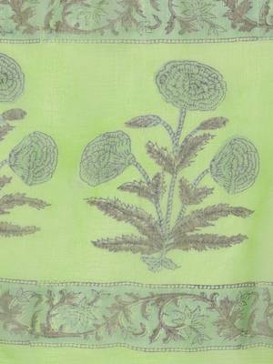 Lime Green Applique Work Mugal Block Butta Print Suit 4