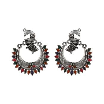 Oxidized Indian Bollywood Silver Earring 1