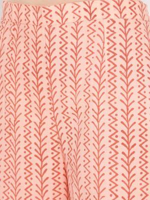 Peach Applique Work Block Butti Print Suit 3
