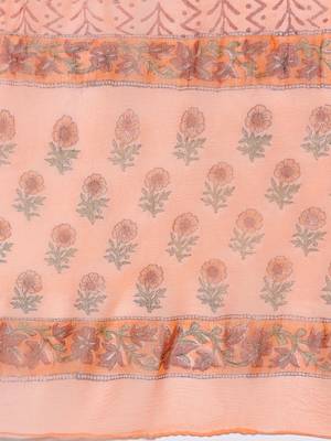 Peach Applique Work Block Butti Print Suit 4
