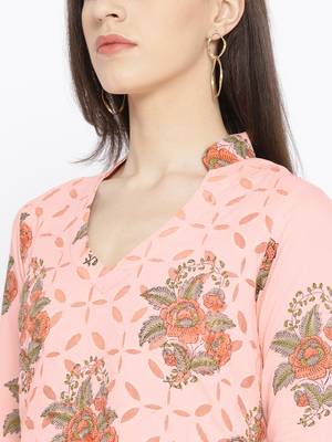 Peach Applique Work Block Butta Print Suit 2