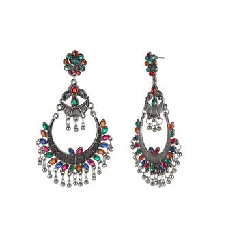 Oxidized Indian Bollywood Silver Earring 2