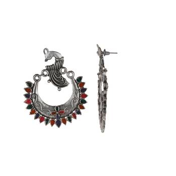 Oxidized Indian Bollywood Silver Earring 2