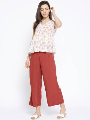 White Printed Frill Top 5