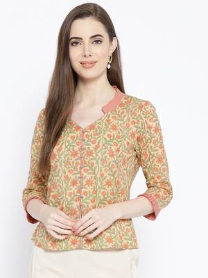 Peach Jaal Print Top 1