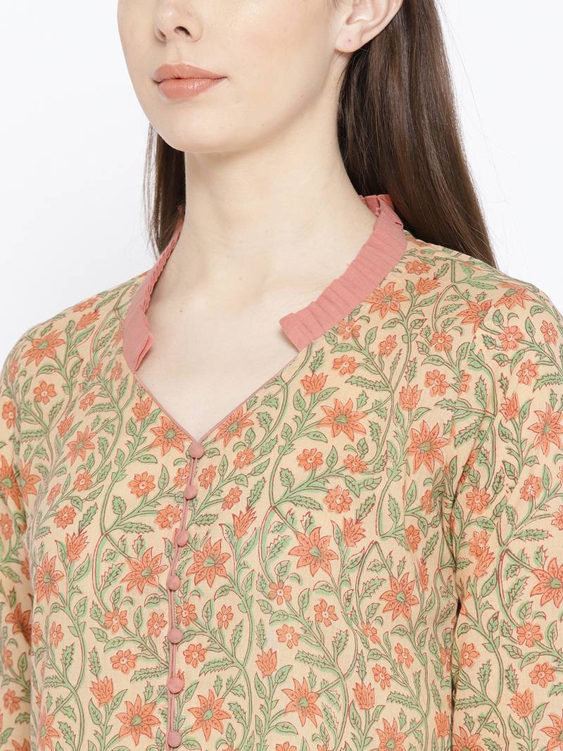 Peach Jaal Print Top