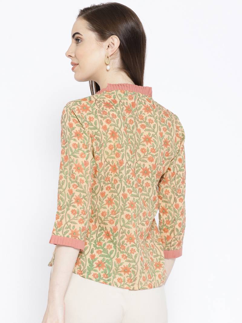 Peach Jaal Print Top