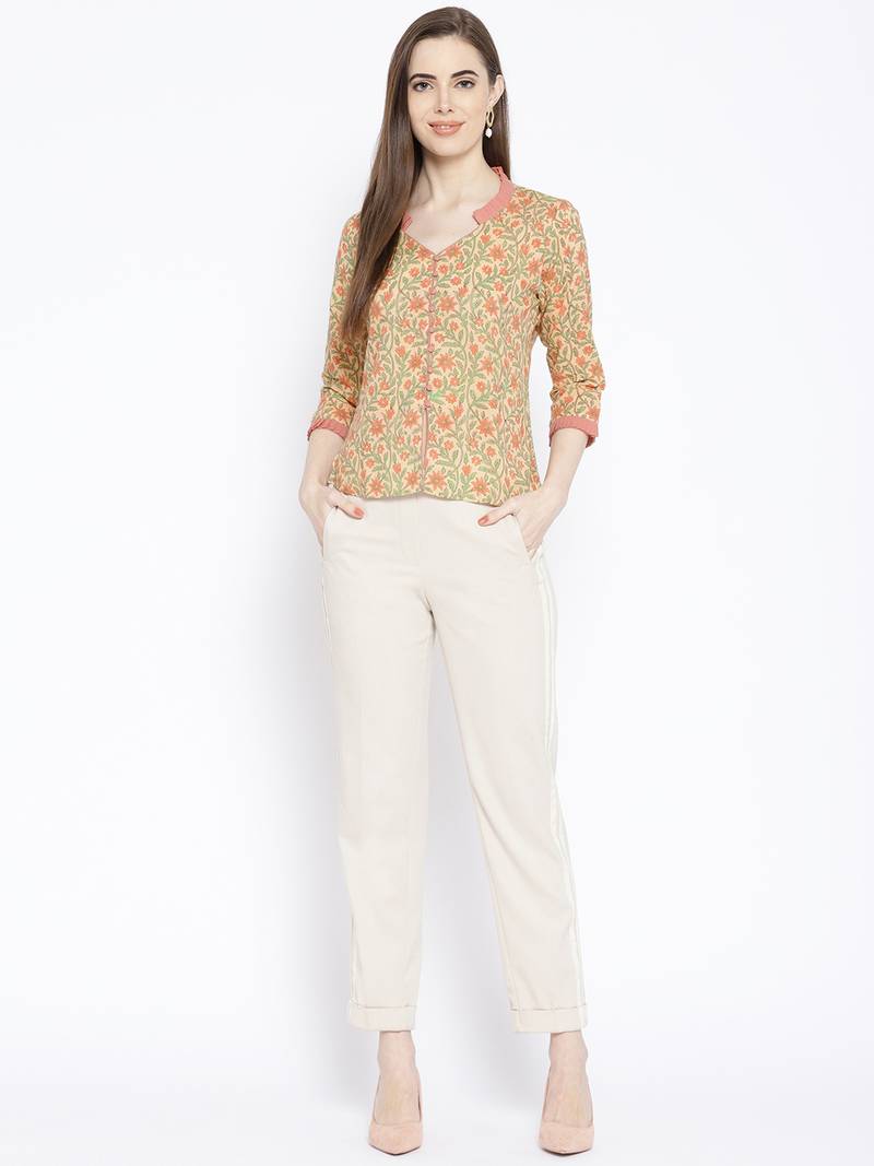 Peach Jaal Print Top