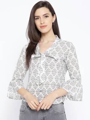 Grey Block Butti Print Shirt 1