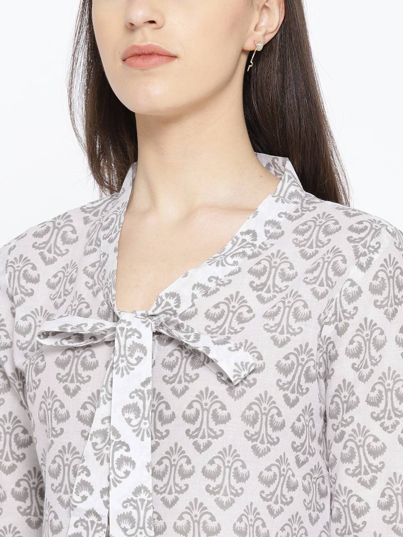 Grey Block Butti Print Shirt
