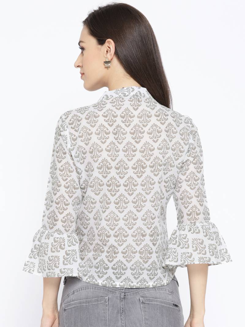 Grey Block Butti Print Shirt