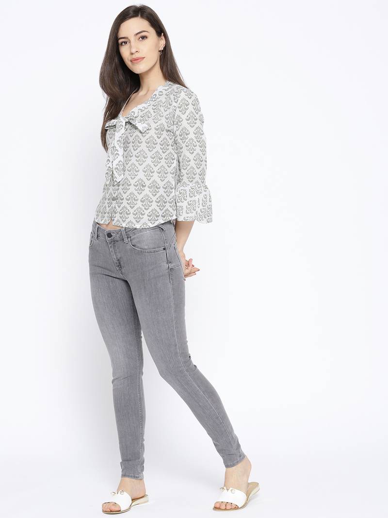 Grey Block Butti Print Shirt