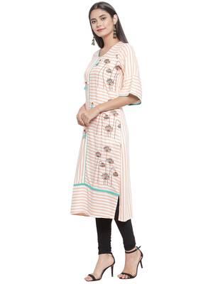 Off-white embroidered rayon ethnic-kurtis 2