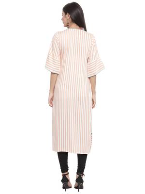 Off-white embroidered rayon ethnic-kurtis 4