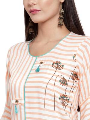Off-white embroidered rayon ethnic-kurtis 5