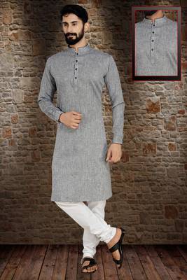 Grey Stylish And Fancy Kurta Pyjama 1