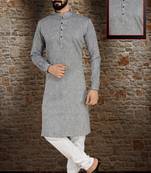 Grey Stylish And Fancy Kurta Pyjama