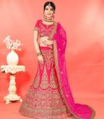 Women's Heavy Zari Embroidered Pink Silk Semi-Stitched Lehenga and unstitched Choli with Dupatta