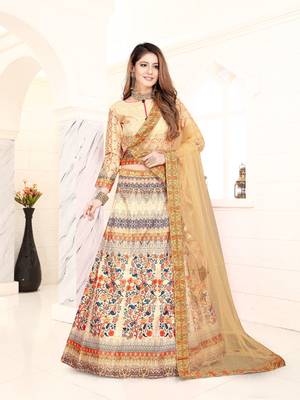 multicolor embroidered silk blend semi stitched lehenga choli 1