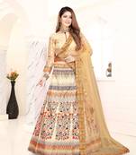 multicolor embroidered silk blend semi stitched lehenga choli