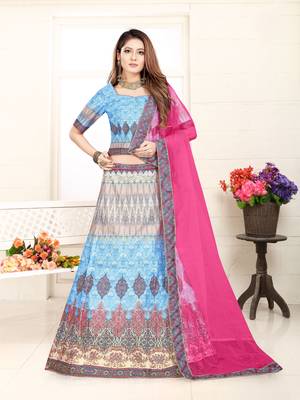 multicolor embroidered silk blend semi stitched lehenga choli 1
