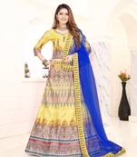 multicolor embroidered silk blend semi stitched lehenga choli
