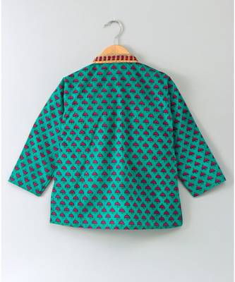 Leaf Printed Kurta With White Pajama 3