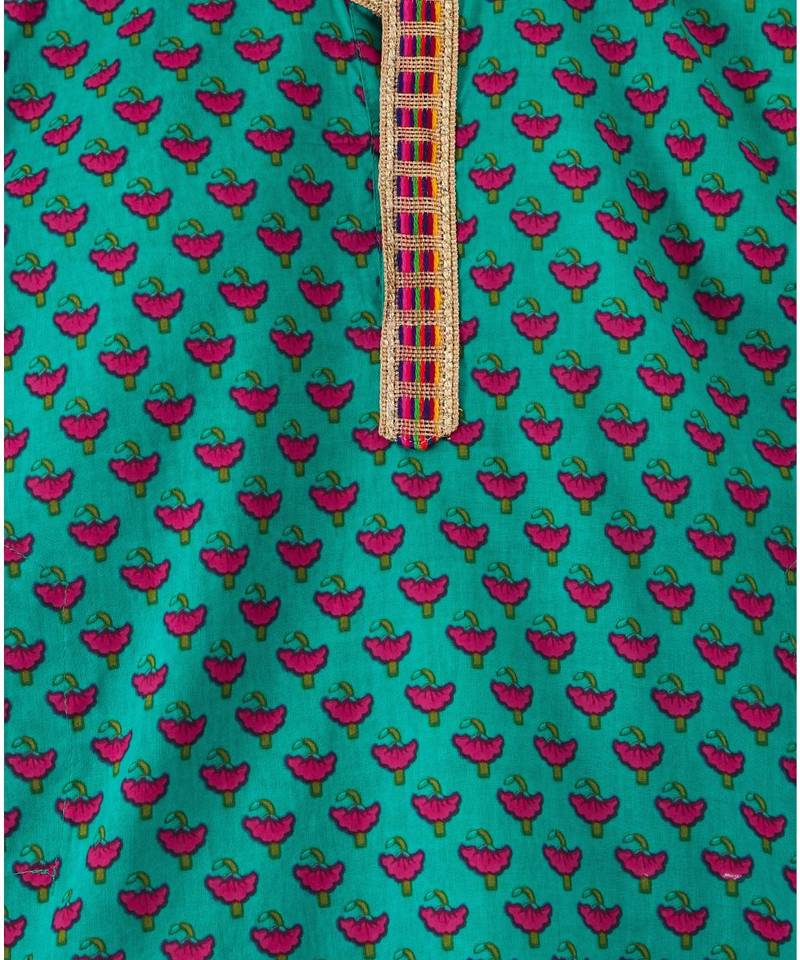 Leaf Printed Kurta With White Pajama