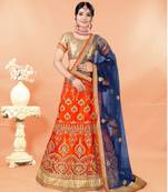 orange embroidered net semi stitched lehenga choli