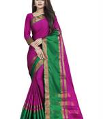 Pink plain cotton silk saree with blouse