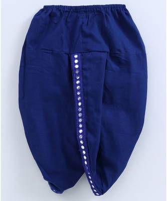 Red Kurta With Blue Dhoti And Mirror Lace 4