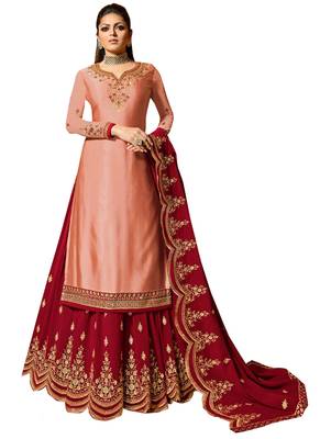 Peach embroidered georgette salwar 1