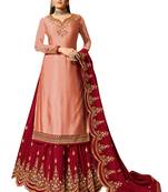 Peach embroidered georgette salwar