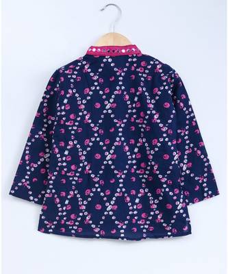 Blue Kurta And Pink Dhoti With Mirror Work Lace 3
