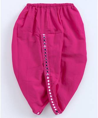 Blue Kurta And Pink Dhoti With Mirror Work Lace 4