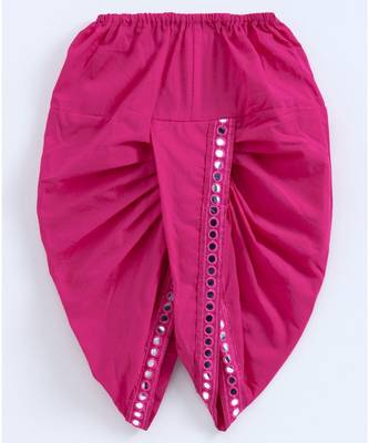 Blue Kurta And Pink Dhoti With Mirror Work Lace 5