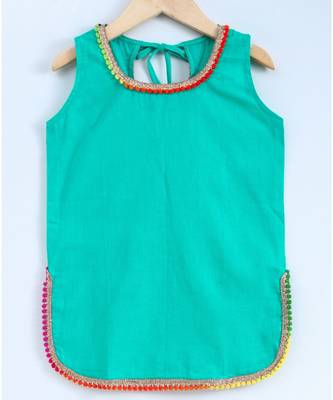 Green Semi Patiala Salwar With Green Top And Pink Dupatta 2