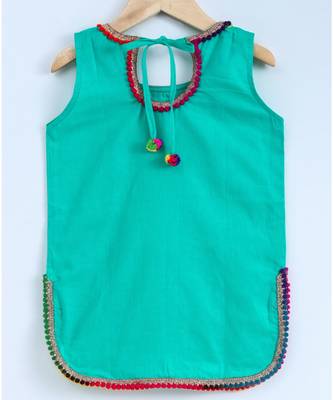 Green Semi Patiala Salwar With Green Top And Pink Dupatta 3