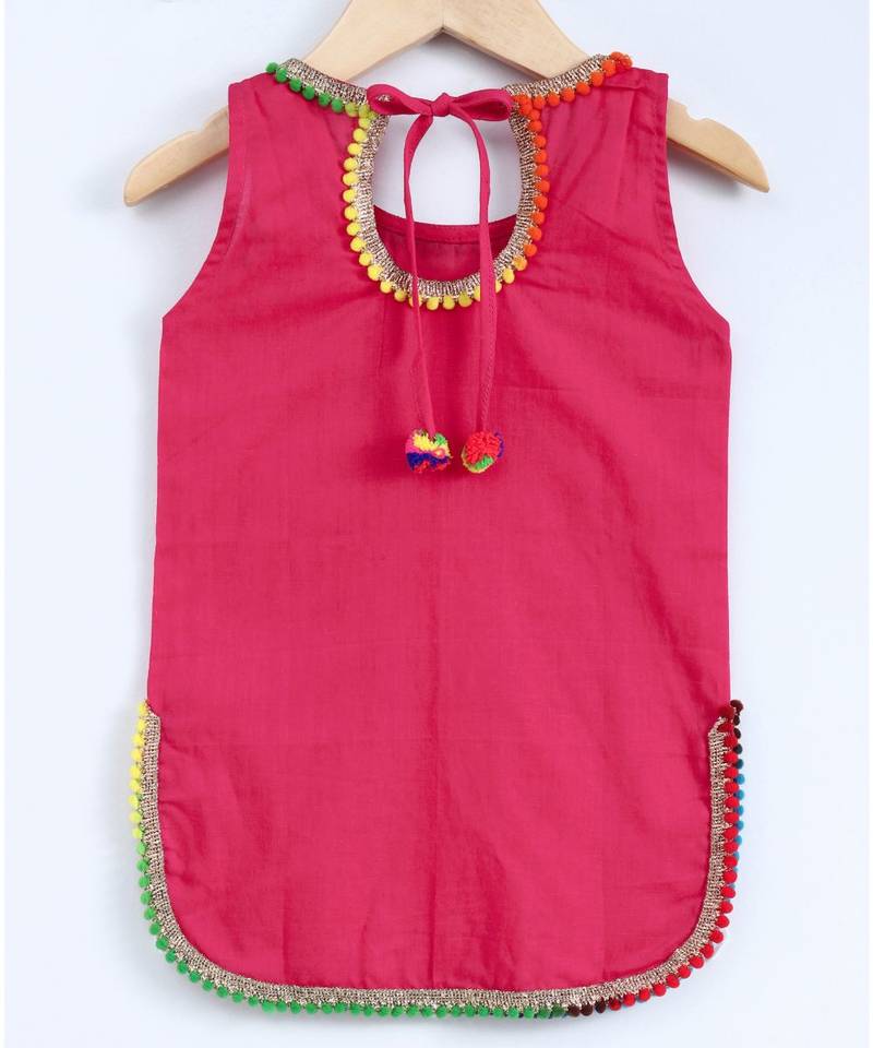 Orange And Pink Semi Patiala Salwar With Pink Top And Orange Dupatta