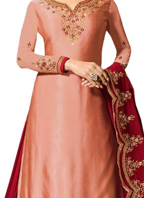 Peach embroidered georgette salwar 2