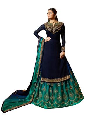 Blue Embroidered Georgette Salwar 1