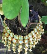 Gold Plated Kundan Shell Pearls Long Necklace