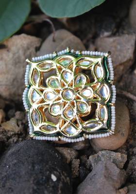 Gold Plated Kundan Polki Ring 1